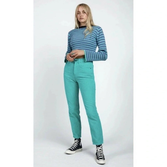 Free People X‎ Ragged Priest jumbo Corduroy Dad Jeans TURQUOISE size 24 - Picture 5 of 13
